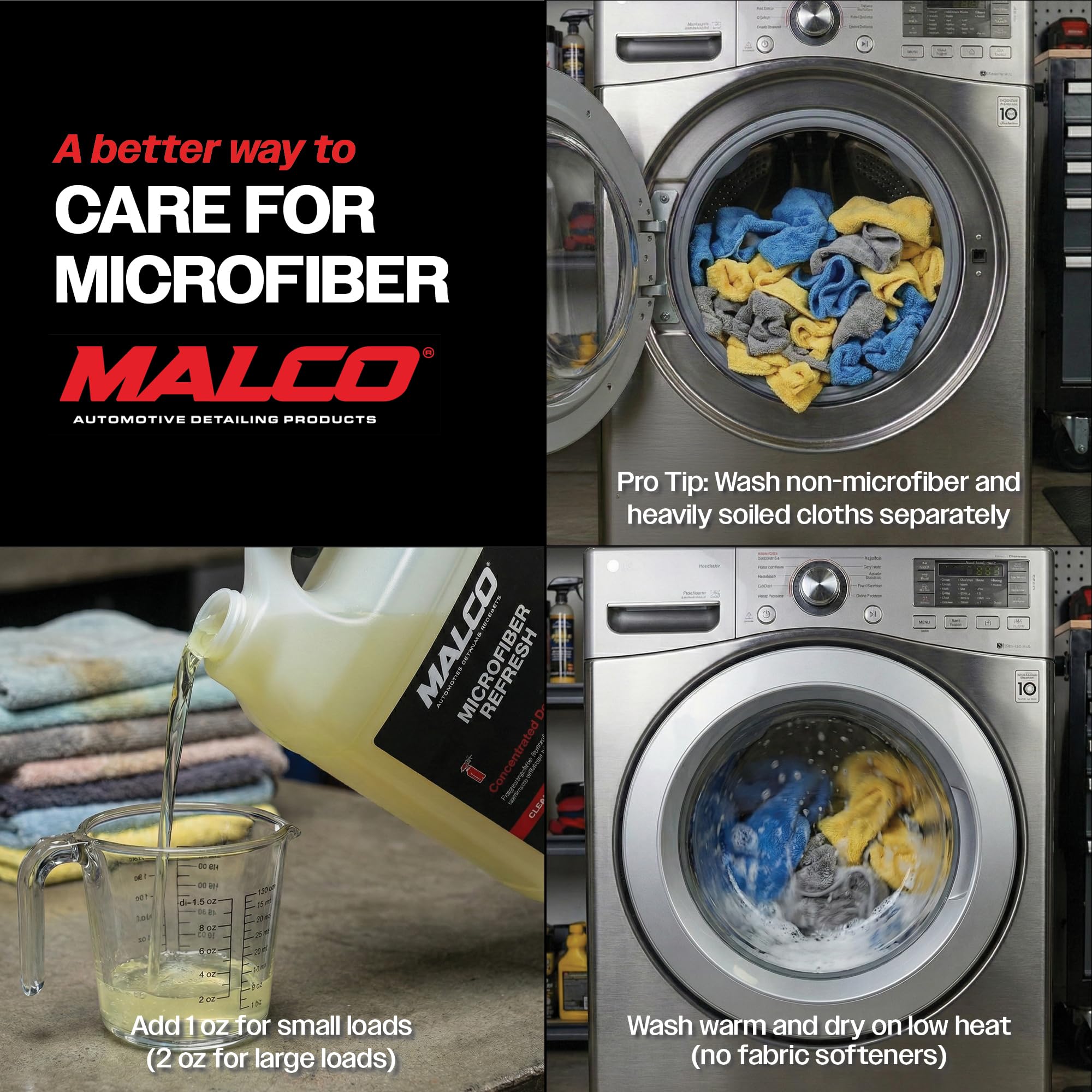 Malco Microfiber Refresh Detergent keeps towels soft and absorbent.