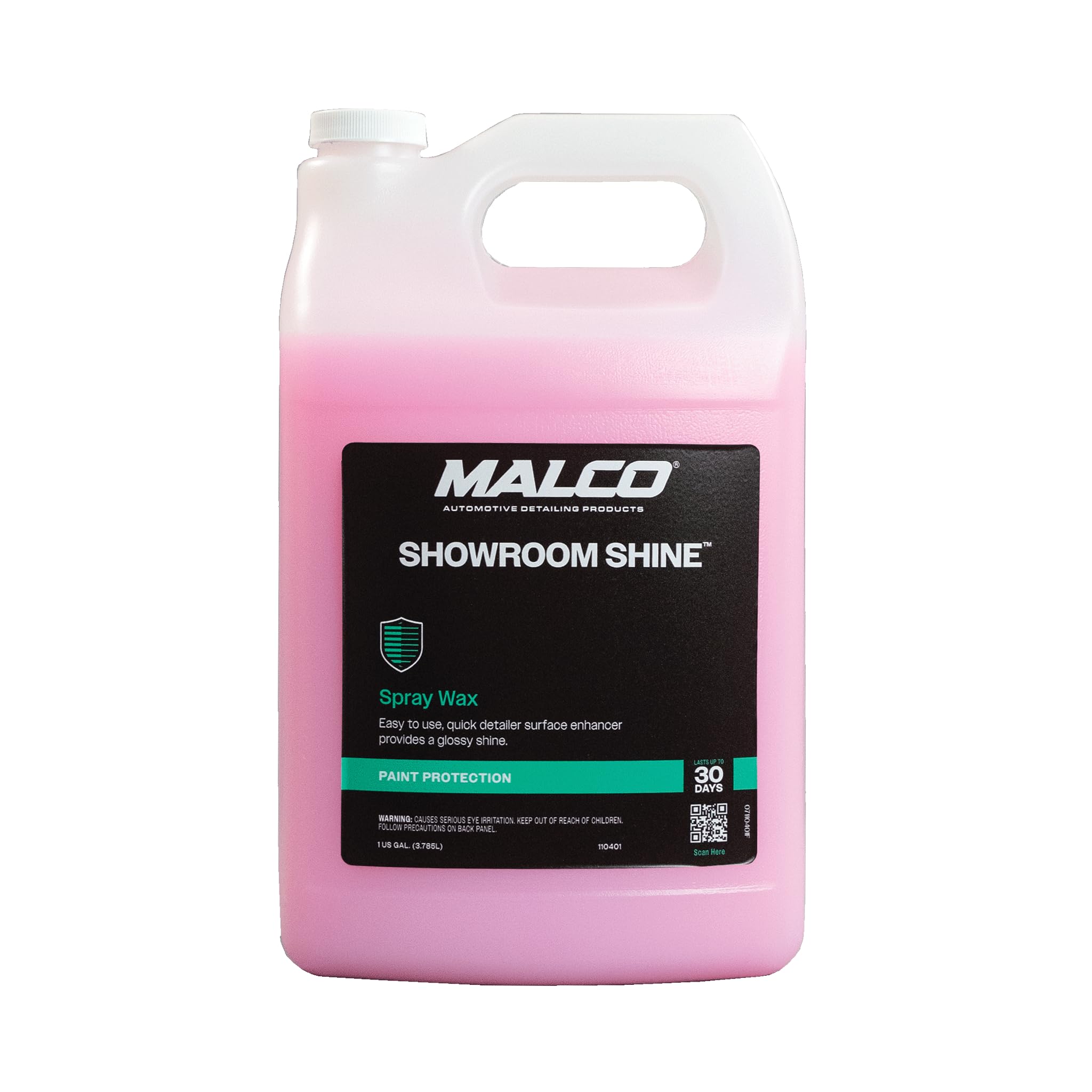Malco Showroom Shine bottle pour showing quick dust removal on a car.