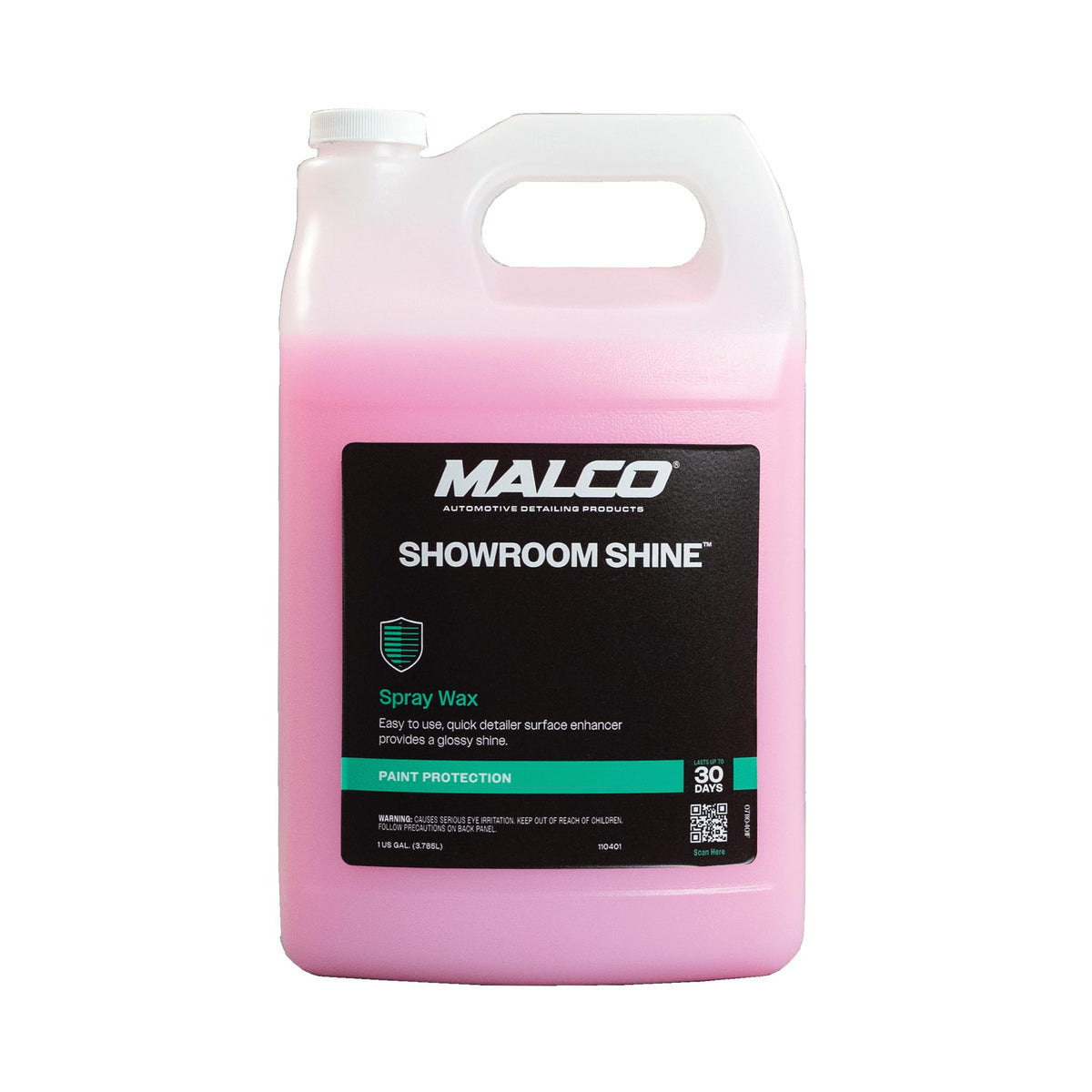 Malco Showroom Shine bottle pour showing quick dust removal on a car.
