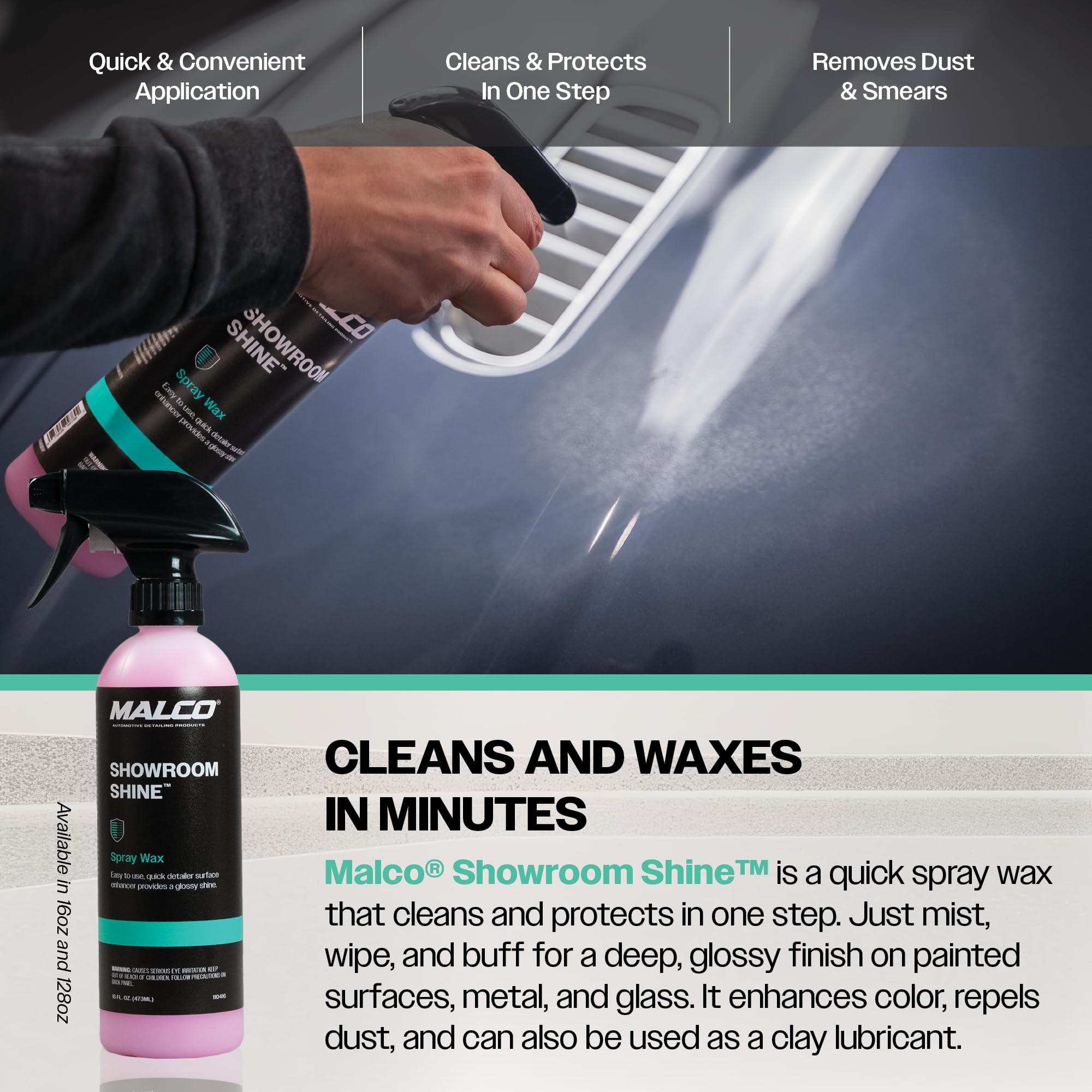 Malco Showroom Shine clean metal and glass for streak-free luster.