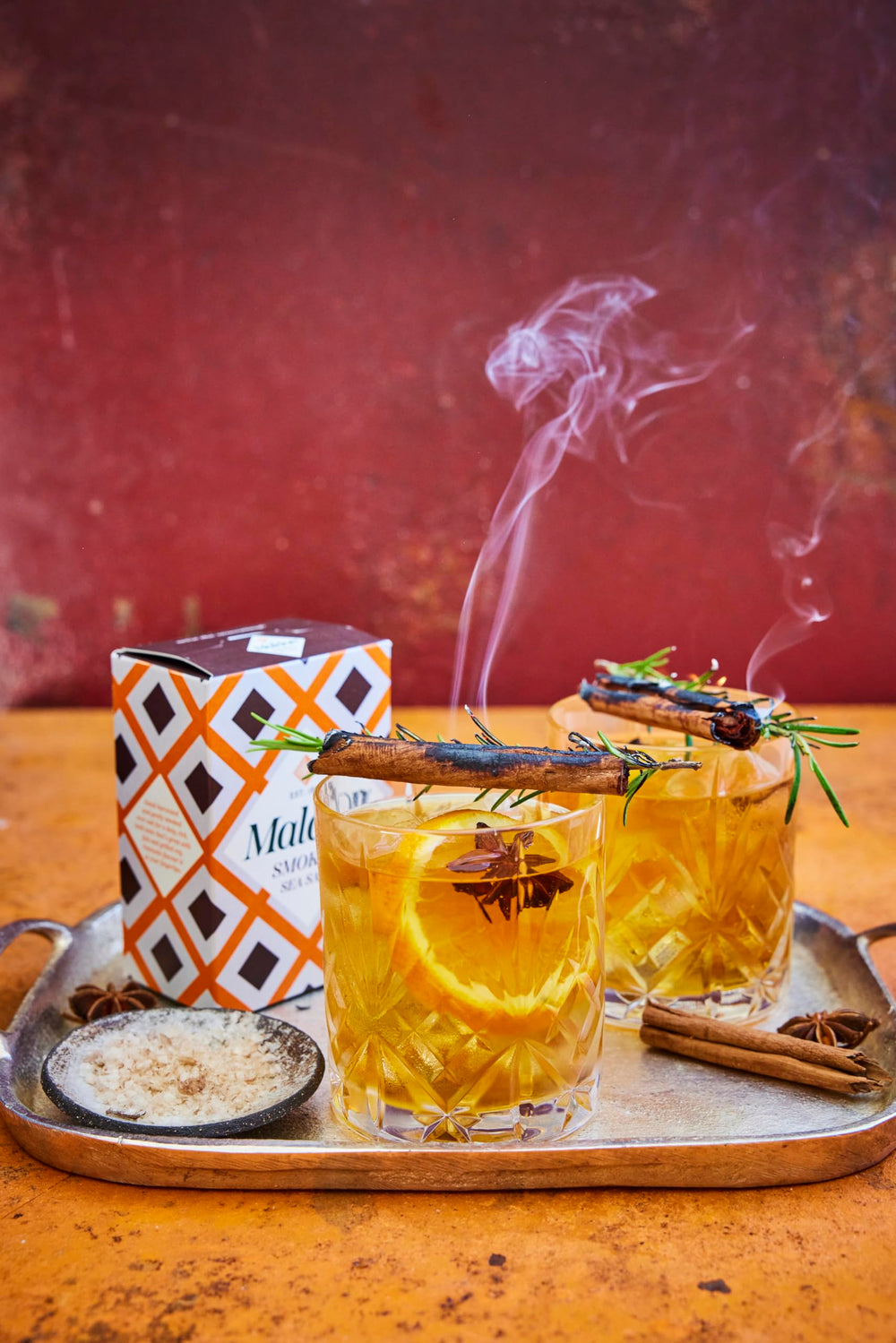 Maldon oak-smoked salt flakes wood-smoke aroma adds depth to grilled dishes.