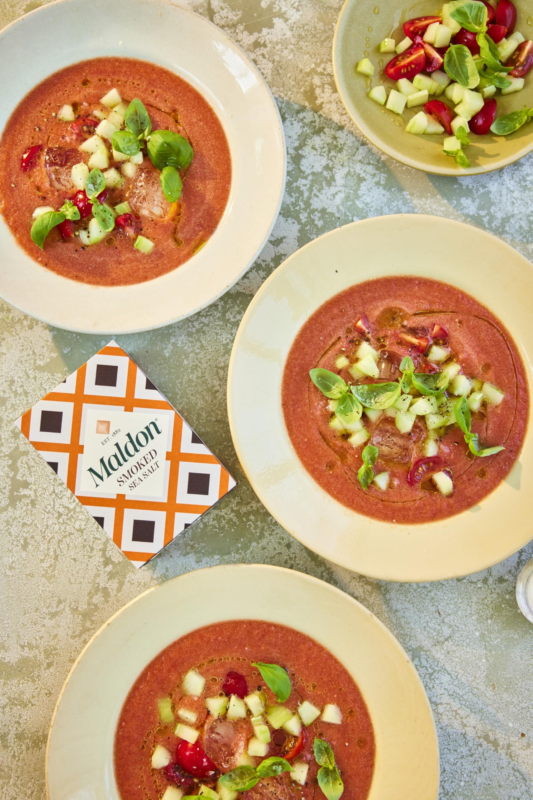 Maldon smoked sea salt finish on salads and sauces boosts aroma.