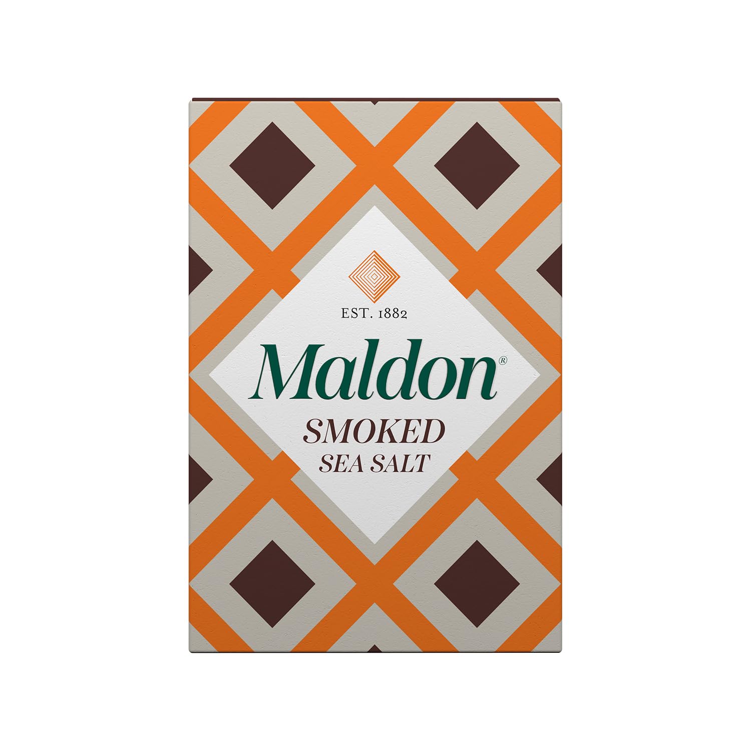 Maldon smoked sea salt flakes packshot showing premium seasoning for versatile recipes