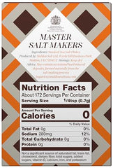 Maldon smoked salt flakes pouring jar showcases versatile seasoning for soups and fish.