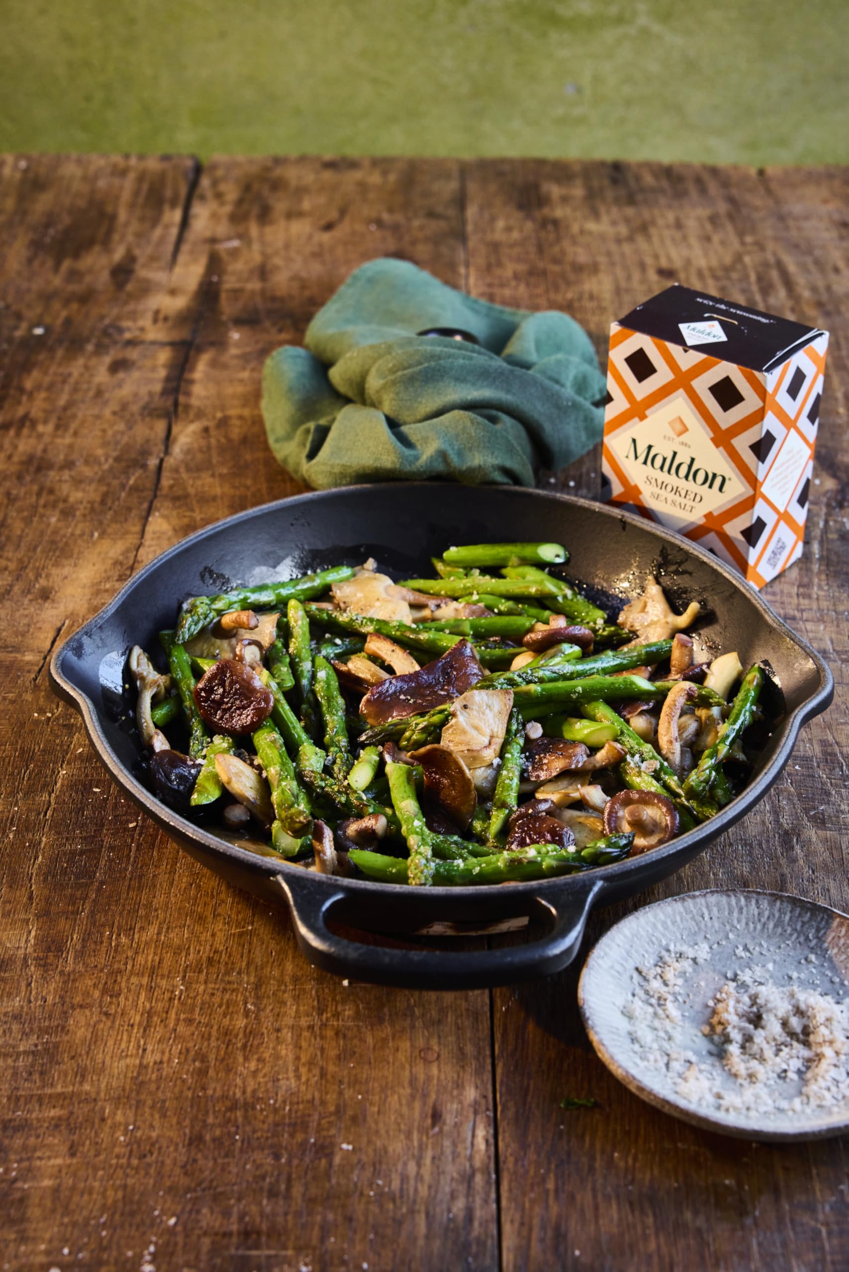 Steak finish with Maldon smoked sea salt flakes enhancing savory crust