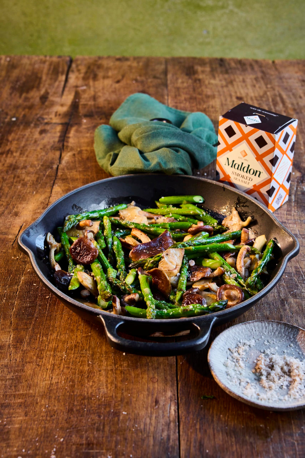 Steak finish with Maldon smoked sea salt flakes enhancing savory crust