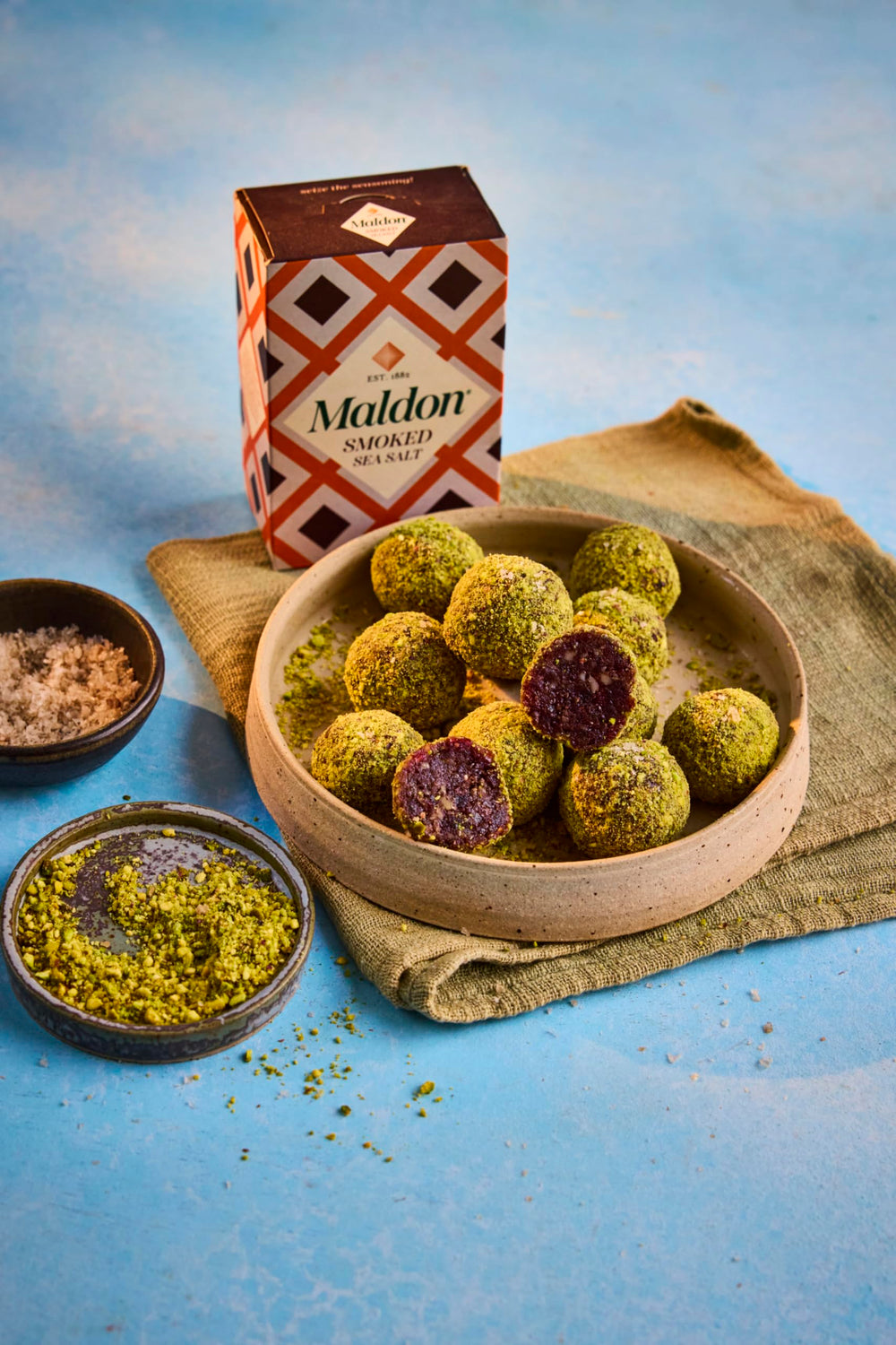 Maldon smoked sea salt over oak embers illustrates sustainable smoking process