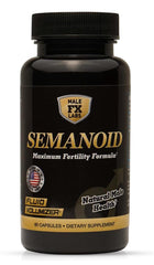Male FX Labs SEMANOID bottle front showing comprehensive fertility formula for men