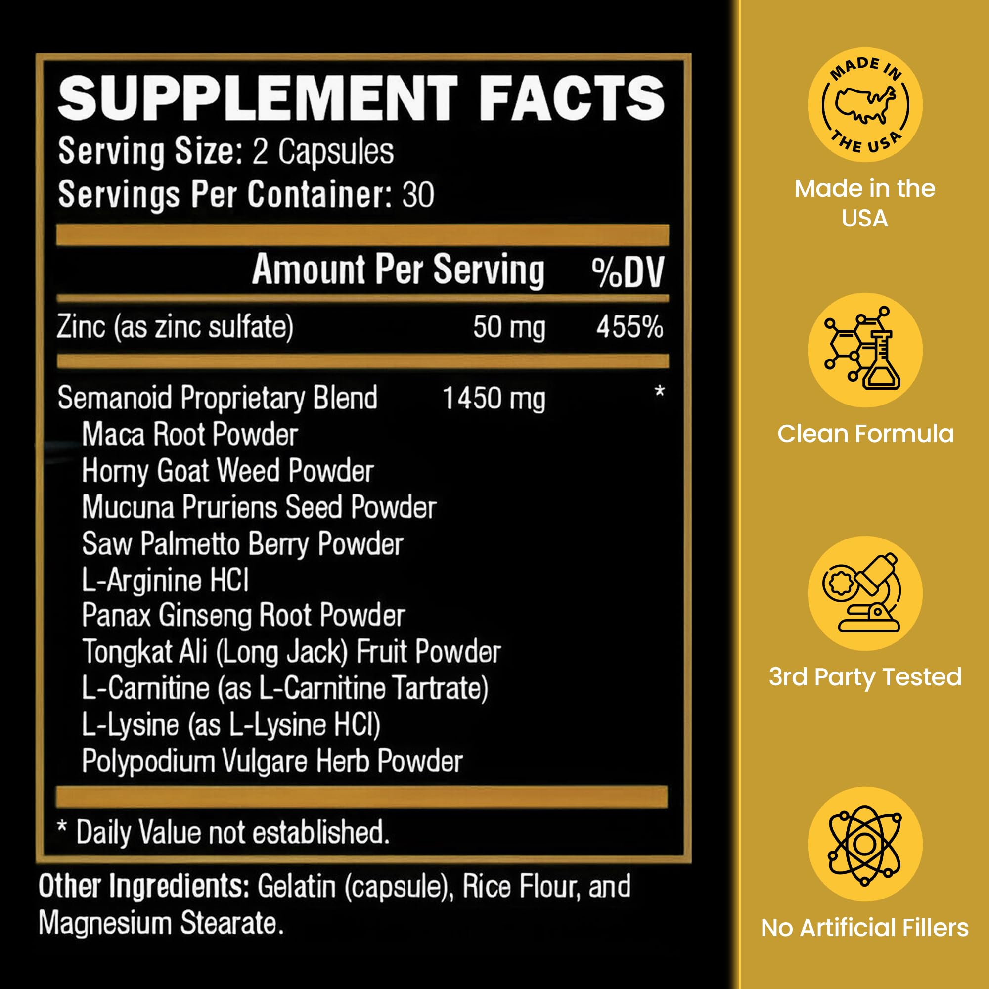 SEMANOID packaging box presented for men’s prenatal vitamin use