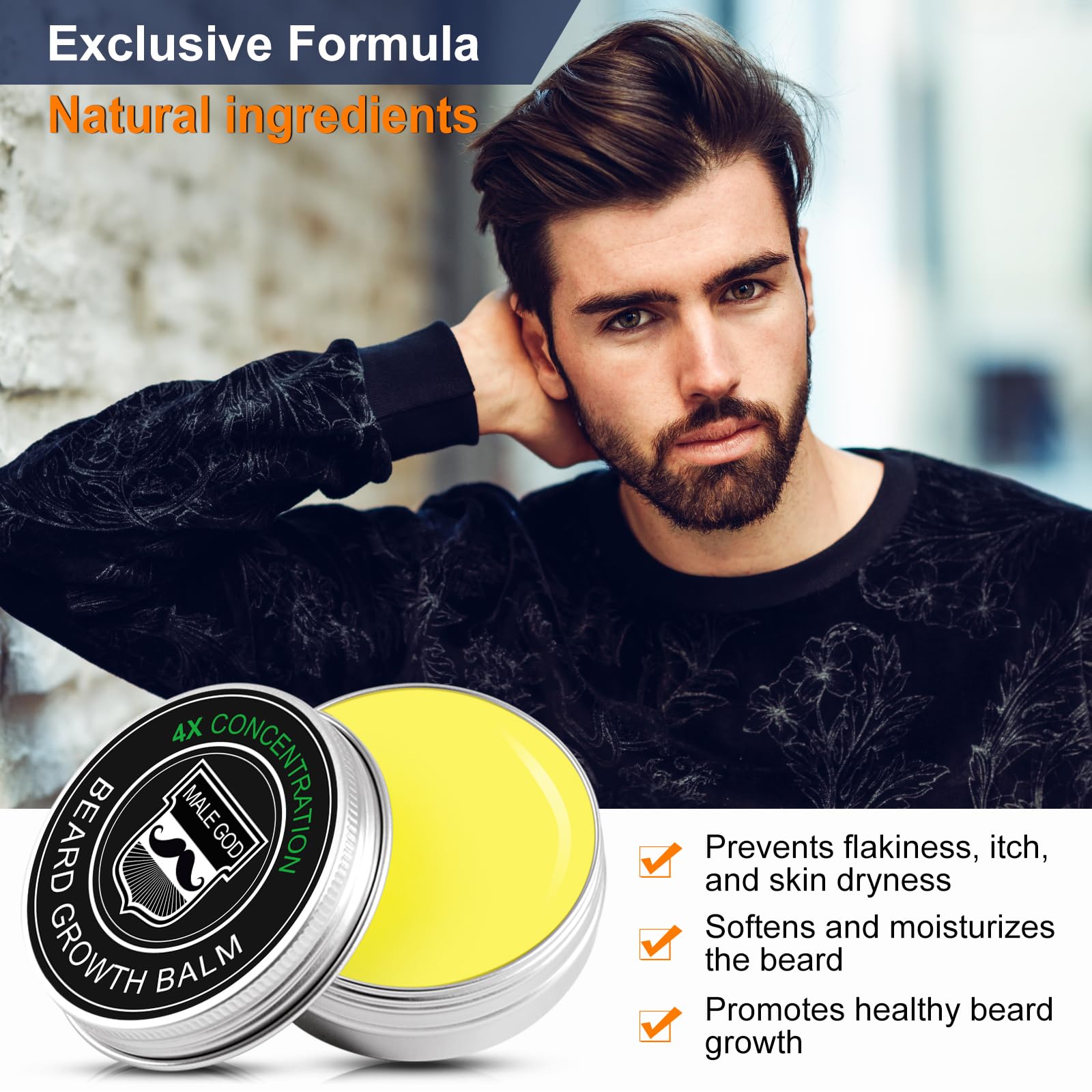 MALE GOD gift-ready beard kit box on vanity