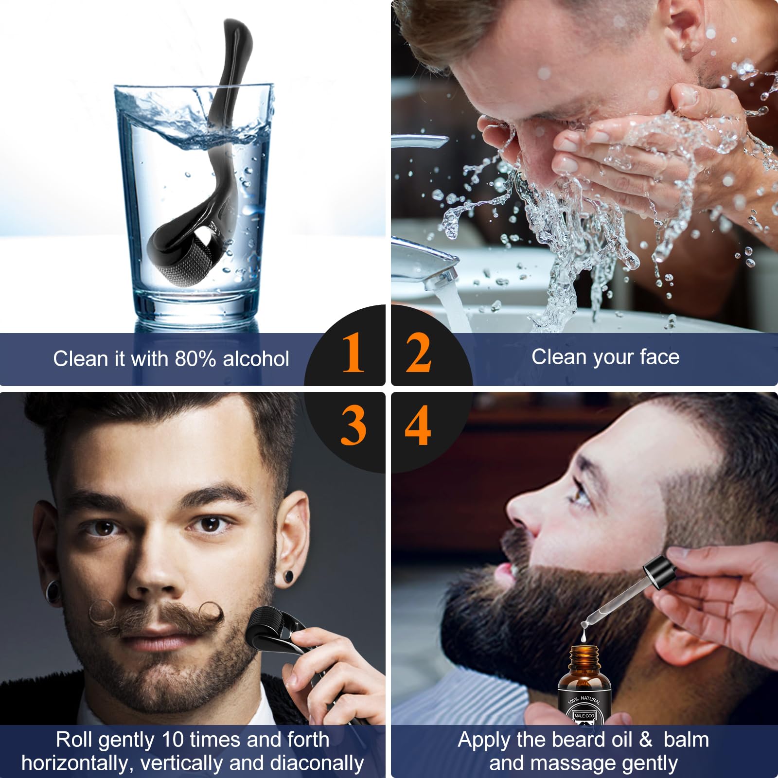 MALE GOD beard massager included for comfortable application