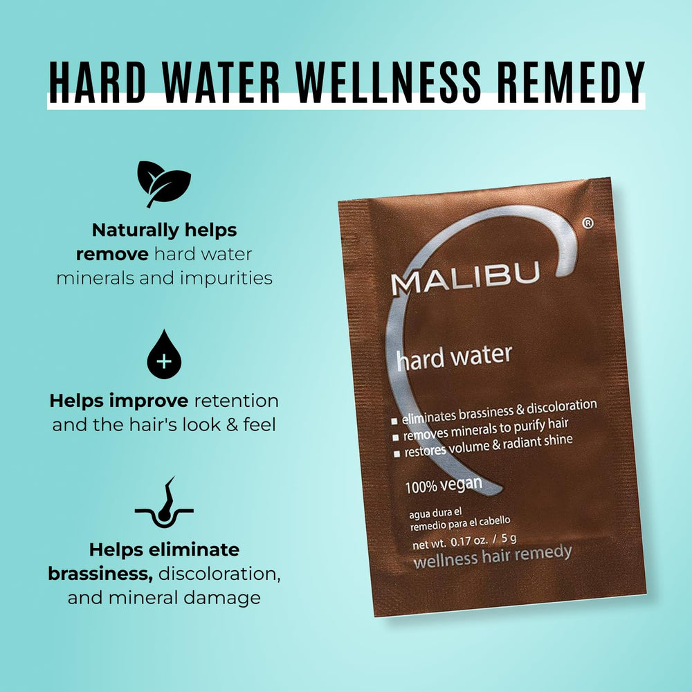 Malibu C Hard Water Wellness Remedy crystals dissolving in water to remove minerals