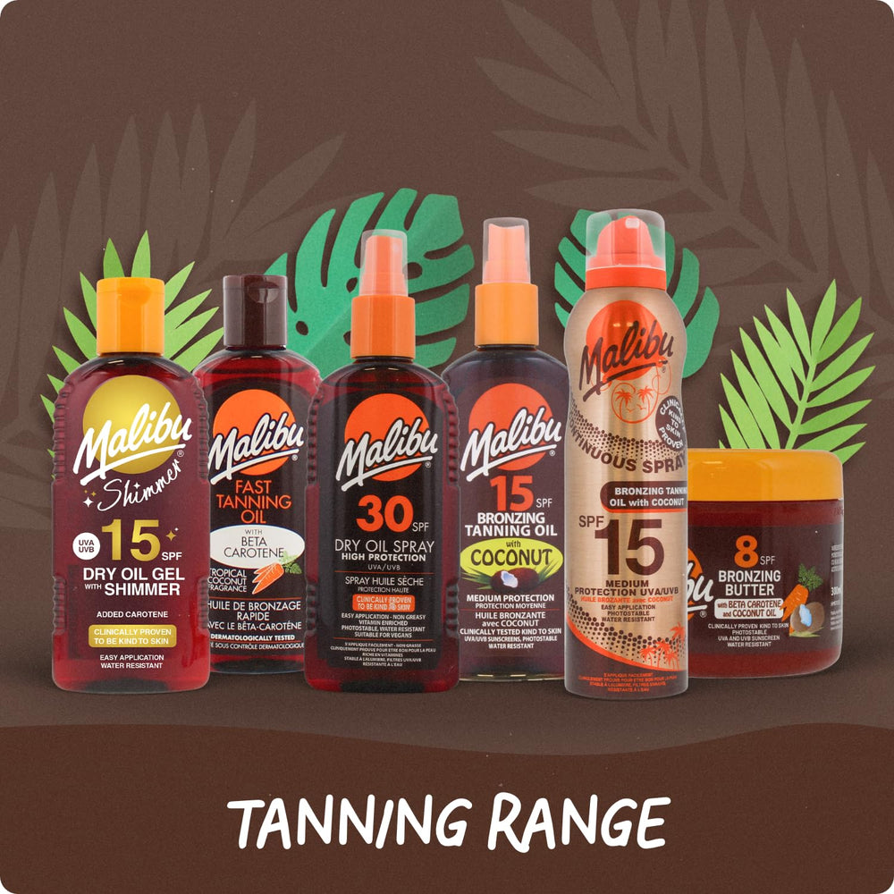 Malibu Sun Fast Tanning Gel packaging shows 300ml size clearly.