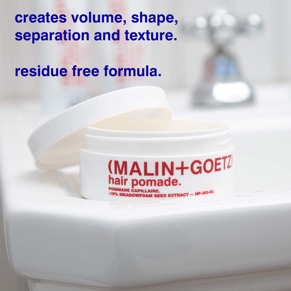 MALIN+GOETZ Hair Pomade end smoothing shows sleek ends and healthy-looking shine.