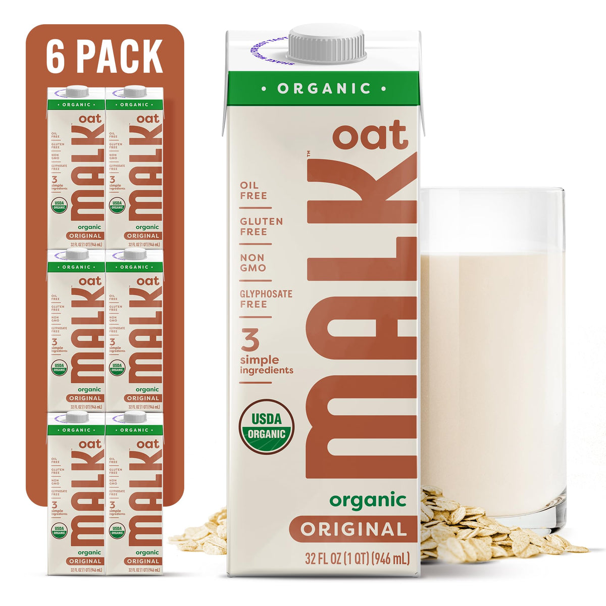 MALK Oat Milk Original bottle front view, dairy-free option on display