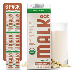 MALK Oat Milk Original bottle front view, dairy-free option on display