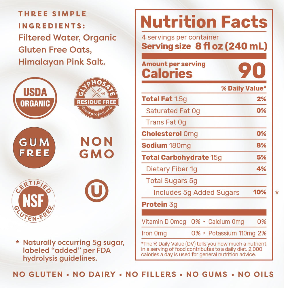 MALK Oat Milk Original bottle side profile, shelf-stable convenience