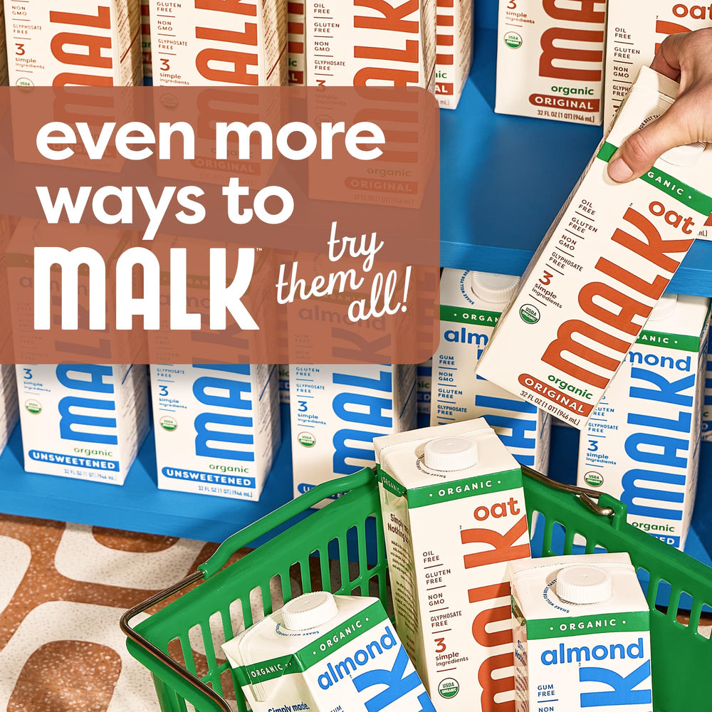 MALK Oat Milk Original 6-pack carton, convenient dairy-free staple