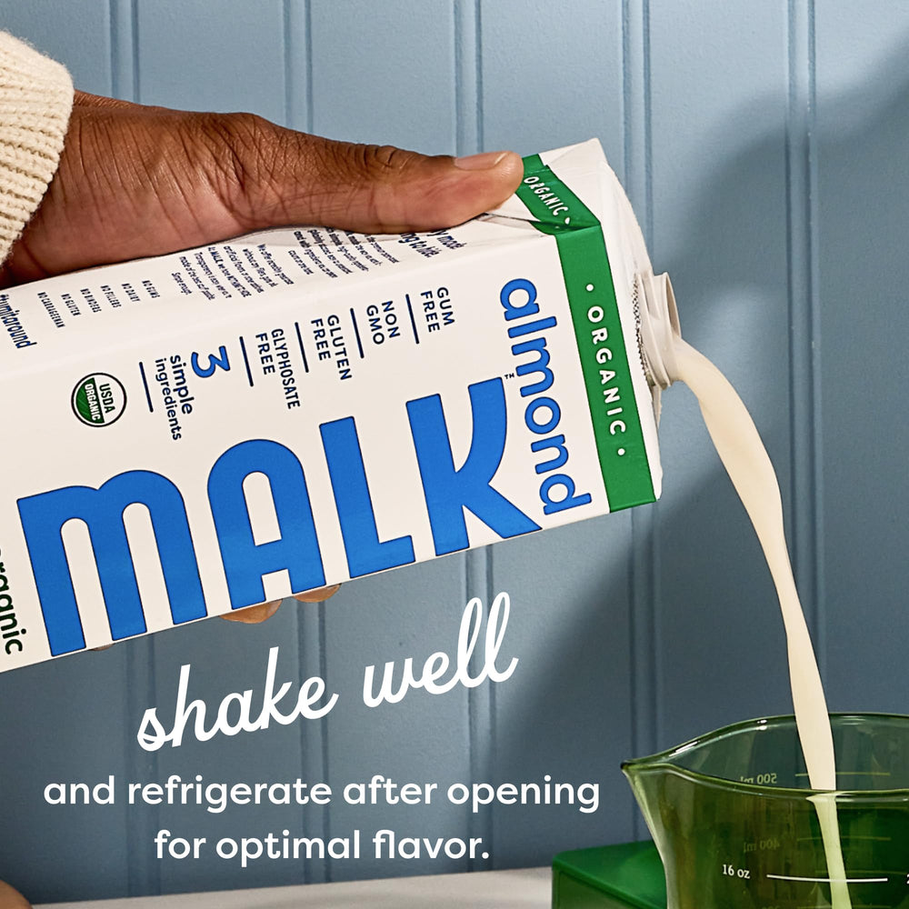 MALK organic almond milk ingredients list emphasizes simplicity and clean labeling.