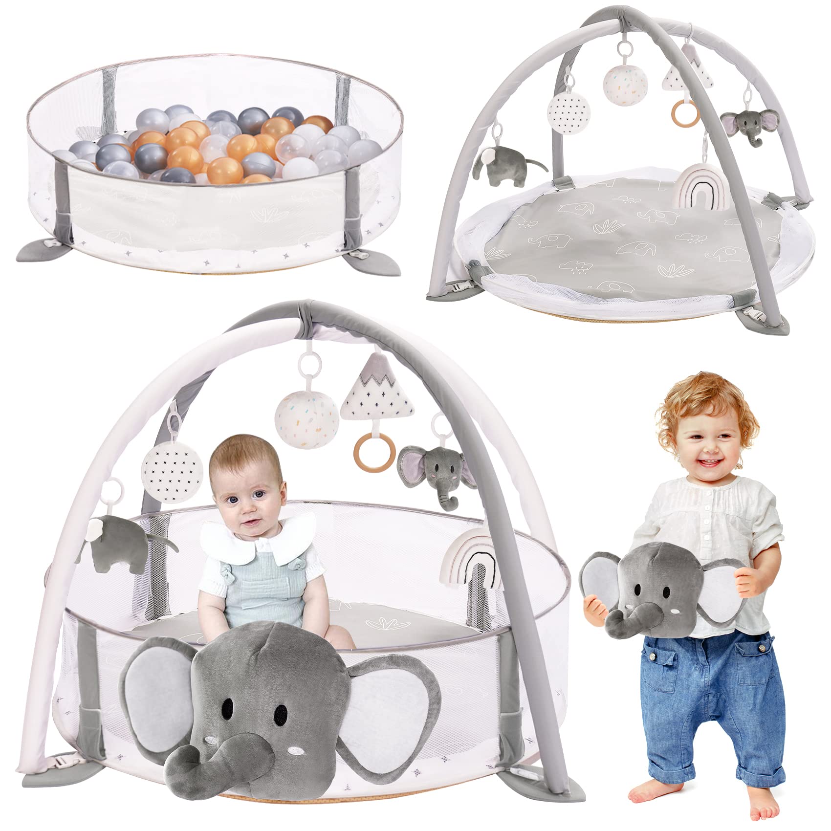 Mallify 5-in-1 XL baby gym hero; versatile setup supports growth and playful exploration.