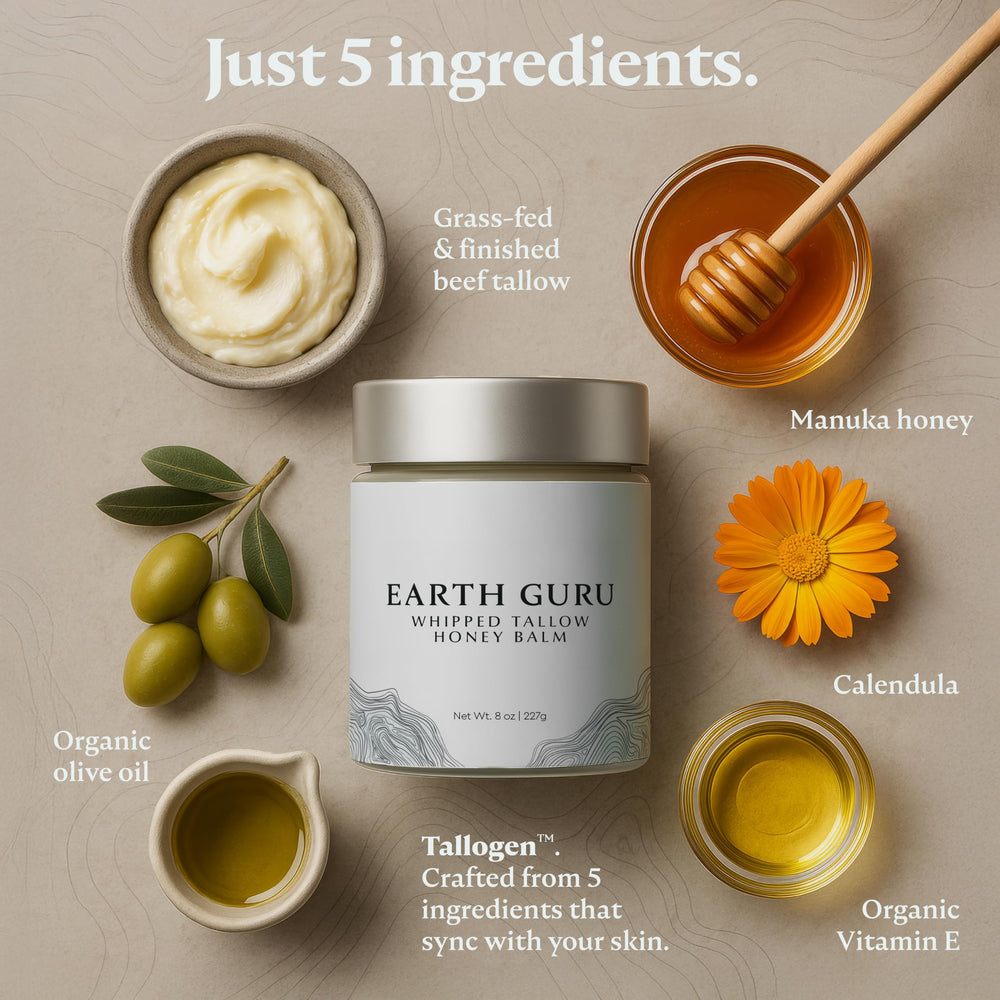MalloMe Earth Guru XL grass-fed tallow sourcing emphasizes premium, skin-friendly fats.