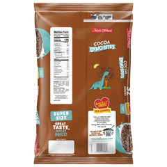 Malt-O-Meal Cocoa Dyno Bites bag on kitchen counter showing resealable closure