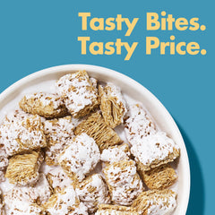 Malt-O-Meal Frosted Mini Spooners crunchy squares closeup showcases texture and flavor