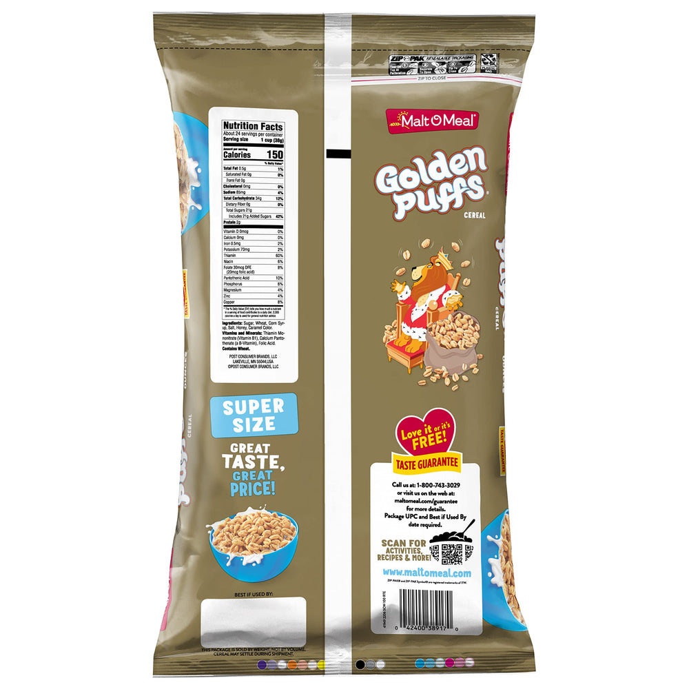 Crispy puff texture of Malt-O-Meal Golden Puffs on spoon
