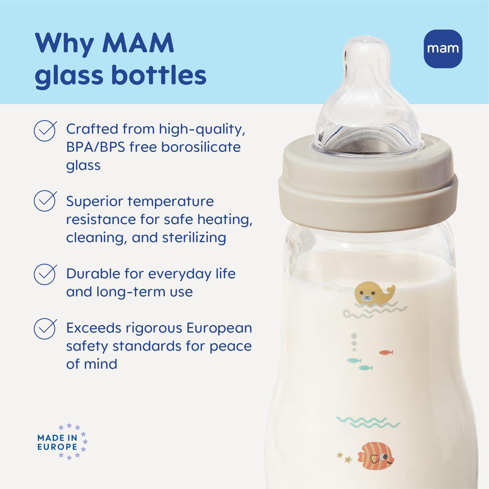 MAM 9oz bottle near bottle warmer for safe warming