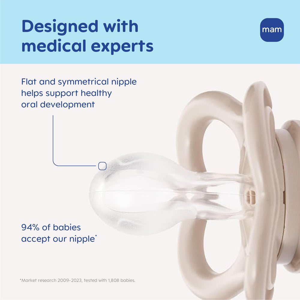 MAM Air open shield shows maximum airflow around baby's mouth