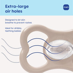 Symmetrical MAM Air nipple sitting comfortably in baby's mouth