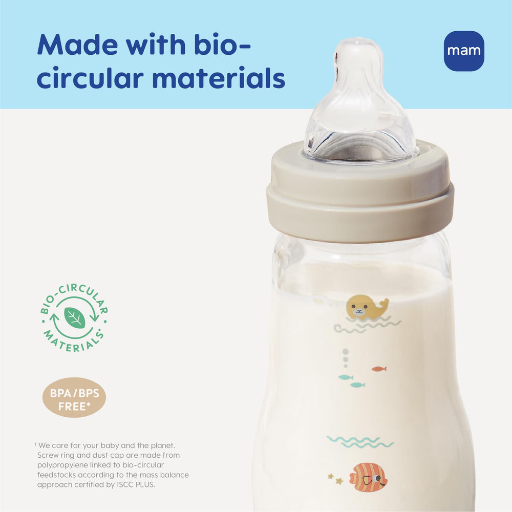 MAM borosilicate glass durability close-up highlighting scratch resistance.