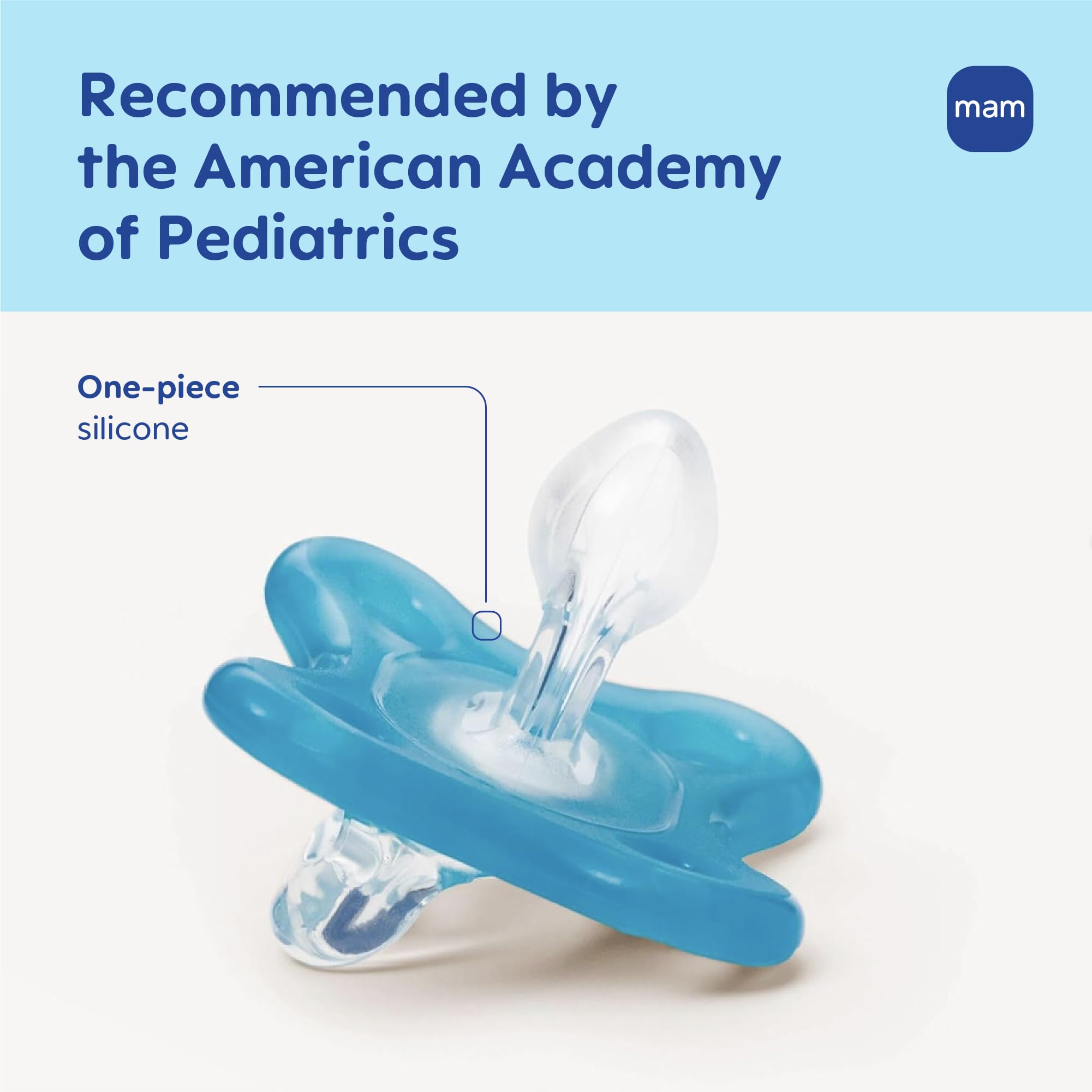 MAM Comfort symmetric nipple supports healthy oral development and correct fit