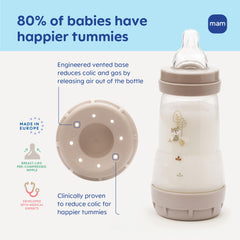 MAM Easy Start nipple with SkinSoft silicone provides a breastfeeding-like feel.