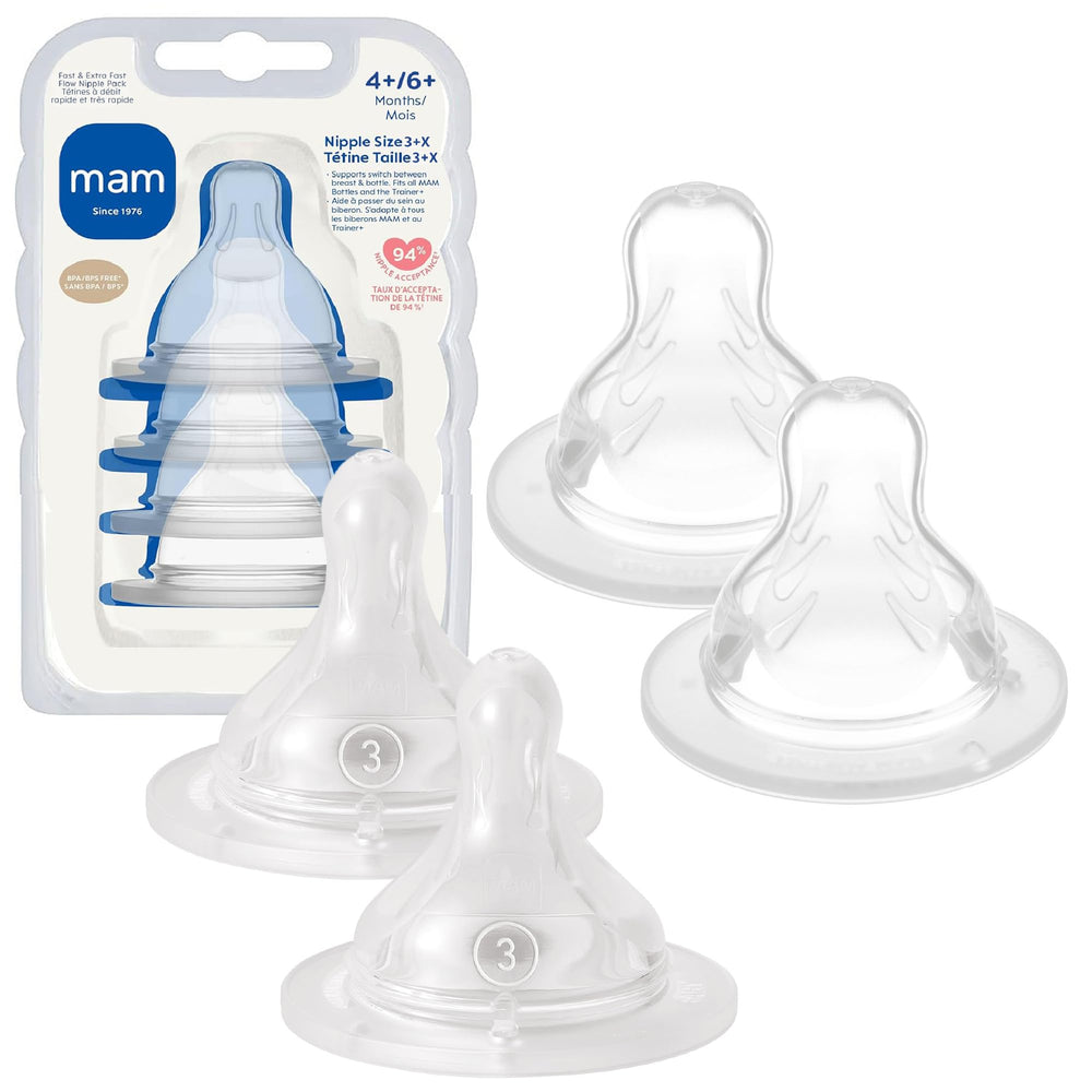 MAM fast-flow 3 nipple front view for steady feeding pace