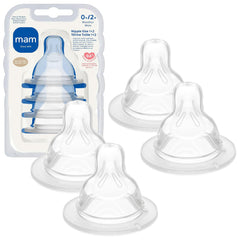 MAM flat-symmetrical design nipple promotes comfortable latch for calm feeds