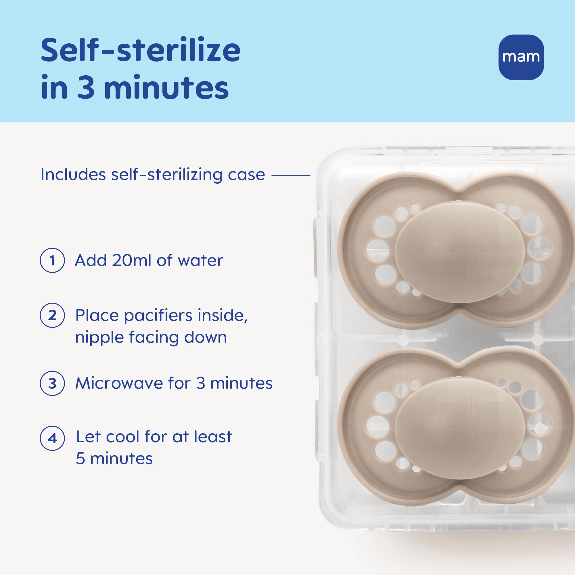MAM Original pacifier glow-in-the-dark helps you find it at night.