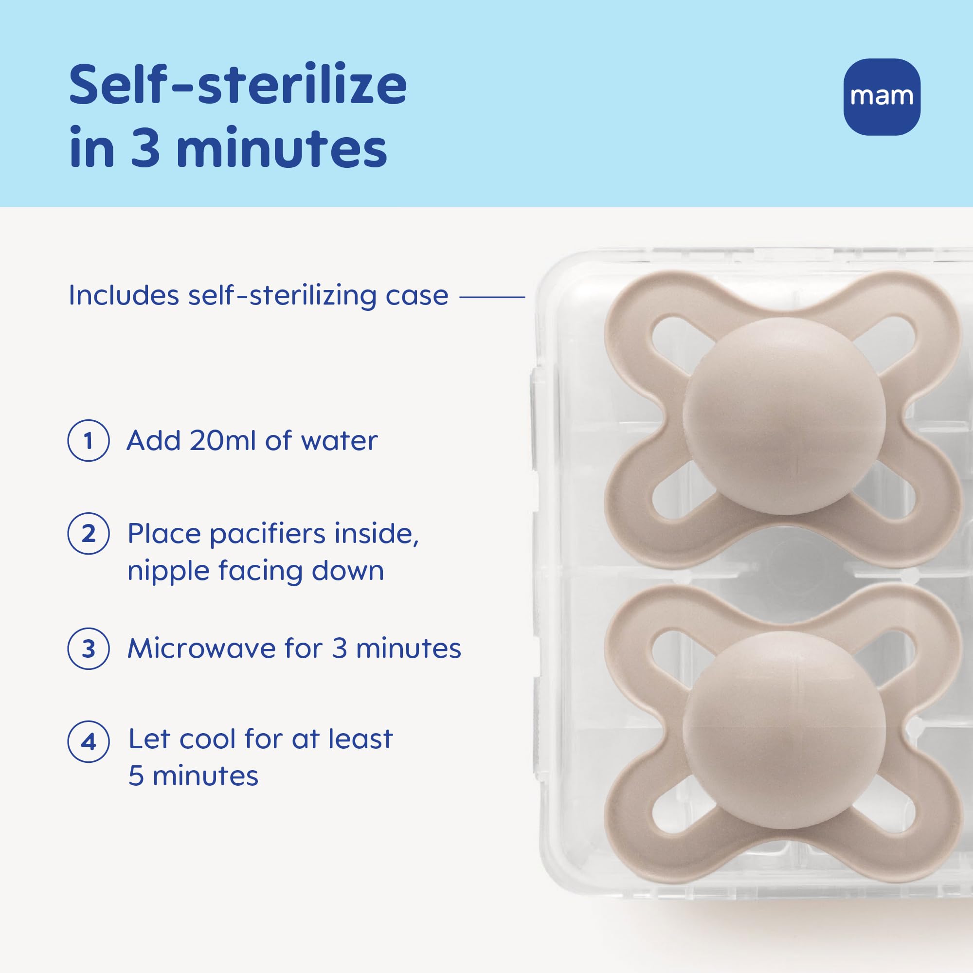 Self-sterilizing with the included case for quick, hygienic cleaning at home or on the go.