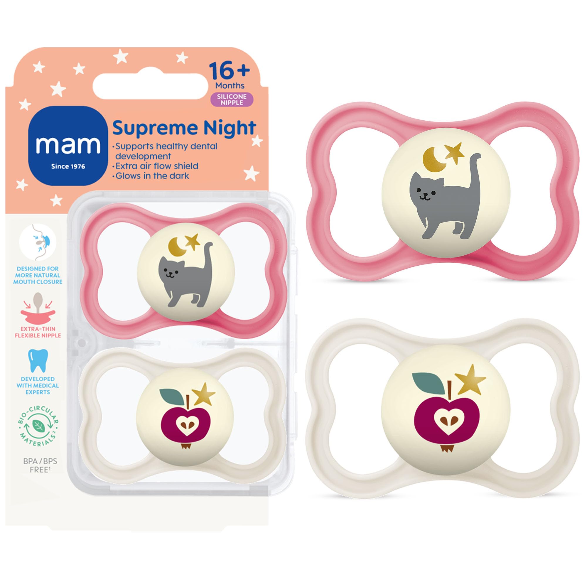 MAM Supreme extra-thin nipple for natural latch and comfort.