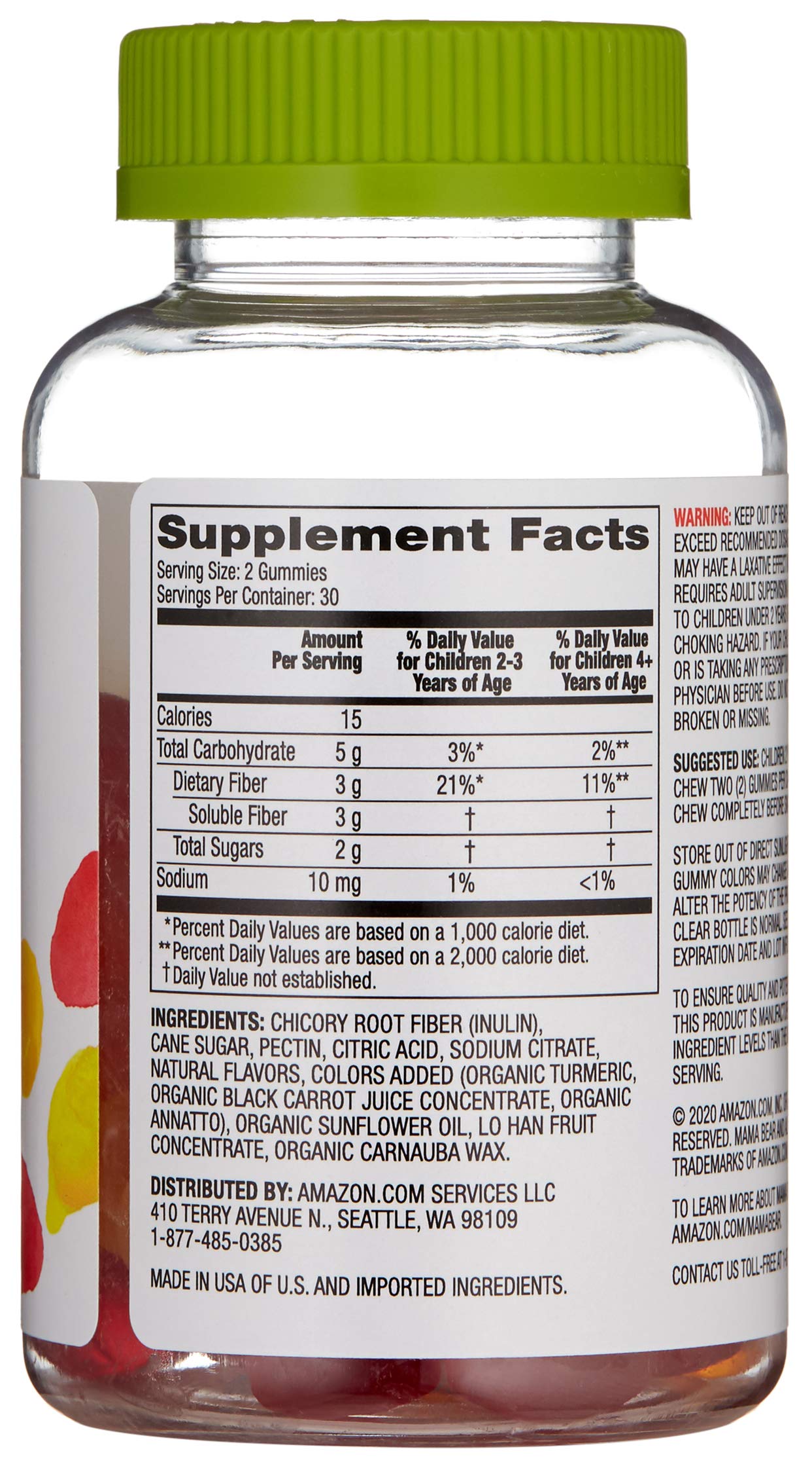 Mama Bear Kids Fiber Gummies chewy gummies showcasing tasty flavors for daily use.