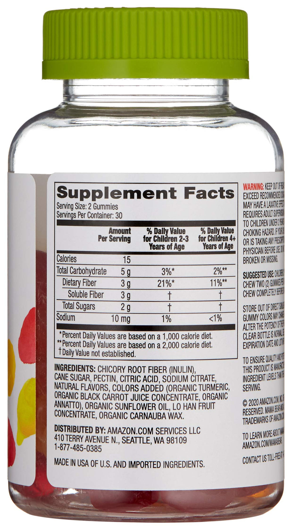 Mama Bear Kids Fiber Gummies chewy gummies showcasing tasty flavors for daily use.