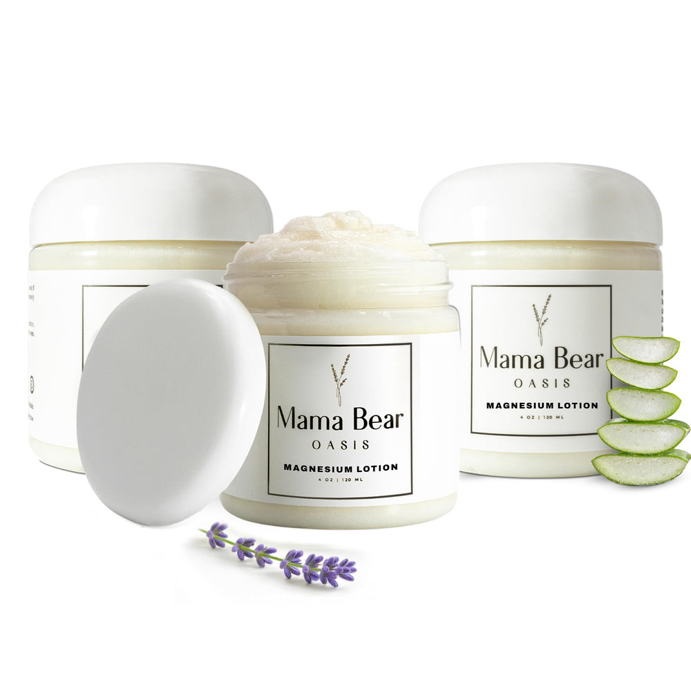 Mama Bear Oasis magnesium cream bottle for easy daily care.