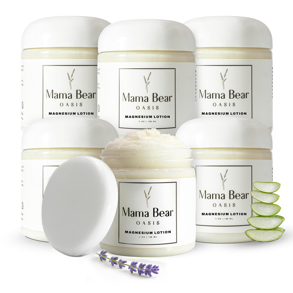 Mama Bear Oasis magnesium lotion jar with lavender for daily hydration