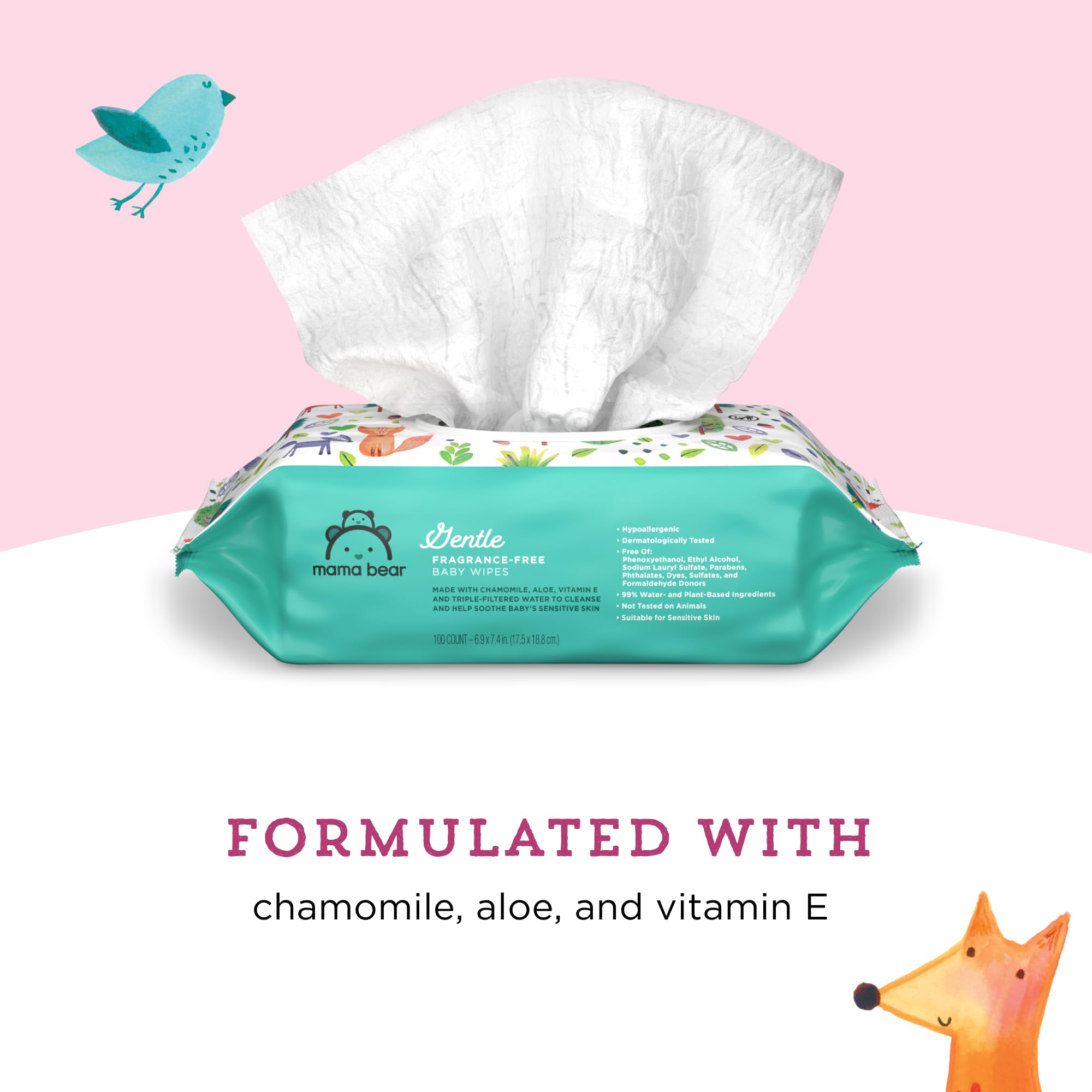 Mama Bear quilted-soft wipe texture for gentle cleansing.