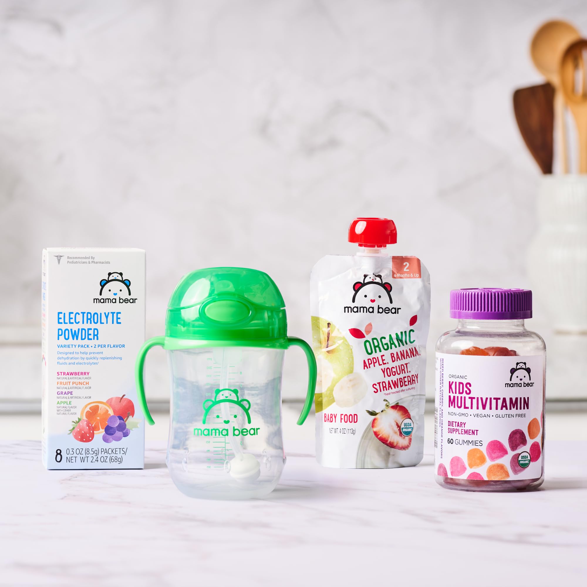 Mama Bear weighted straw cup helps steady liquids for little learners