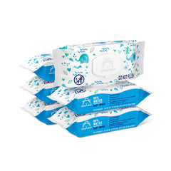 Mama Bear 99% Water Wipes packaging close-up showing gentle cleansing on the go