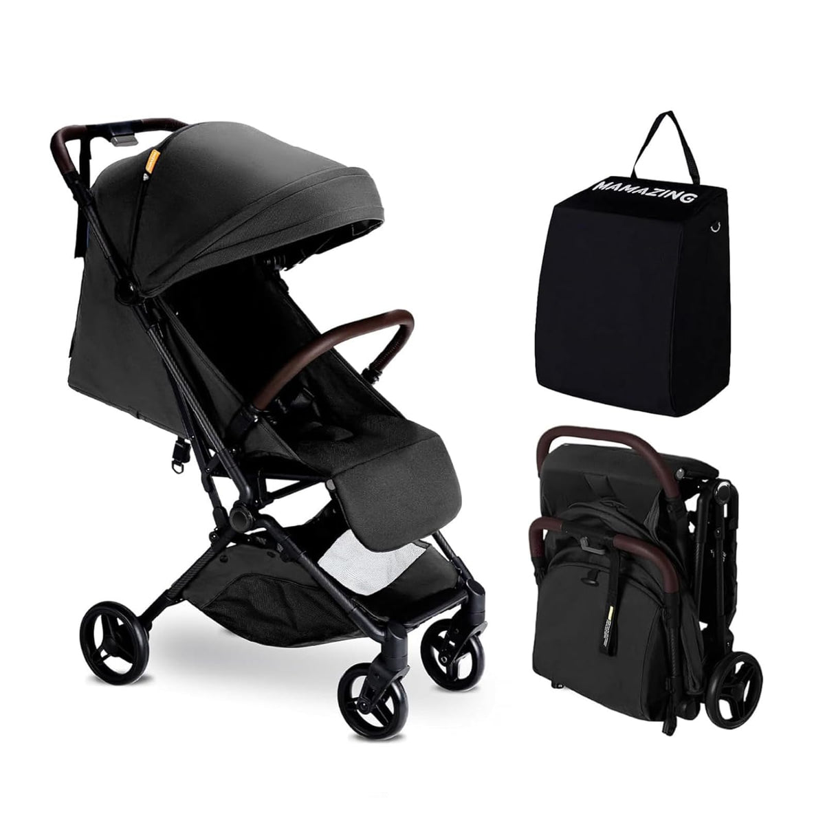MAMAZING Ultra Air stroller folding action for easy travel and storage