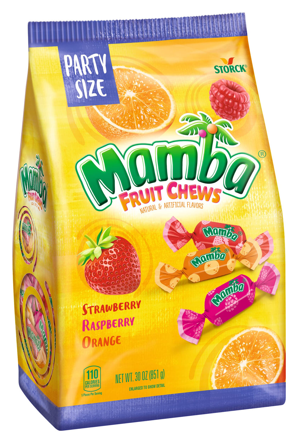 Mamba Fruit Chews bag front with bold packaging for on-the-go snacking