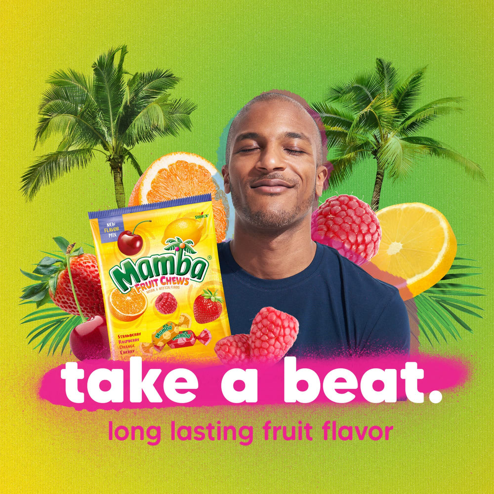Mamba Fruit Chews lemon and orange flavors together offer bright citrus balance
