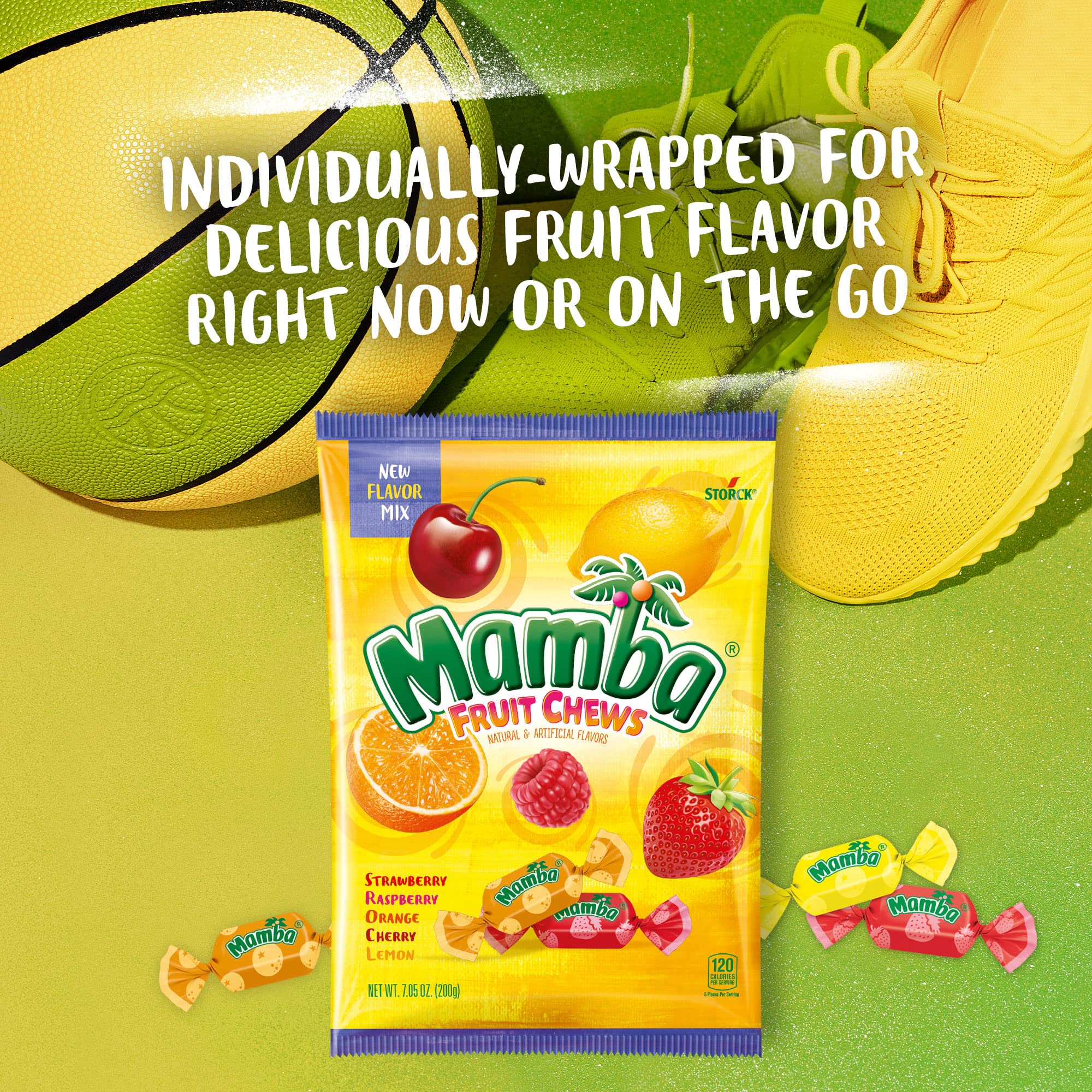 Mamba Fruit Chews raspberry flavor close-up captures tart, juicy aroma